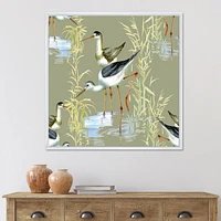 Designart Herons Birds In The Water FLOAT FRAME WALL ART