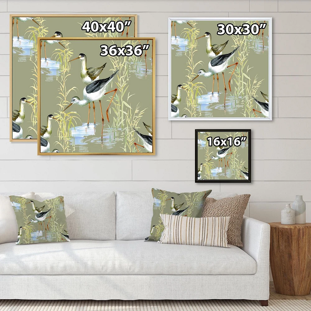 Designart Herons Birds In The Water FLOAT FRAME WALL ART