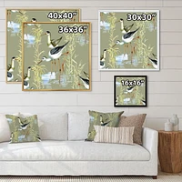 Designart Herons Birds In The Water FLOAT FRAME WALL ART