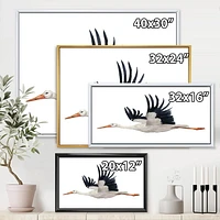 Designart Flying White Stork Ciconia Bird FLOAT FRAME WALL ART