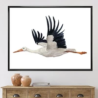 Designart Flying White Stork Ciconia Bird FLOAT FRAME WALL ART