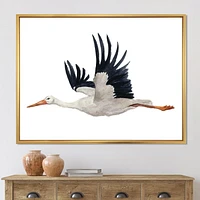 Designart Flying White Stork Ciconia Bird FLOAT FRAME WALL ART