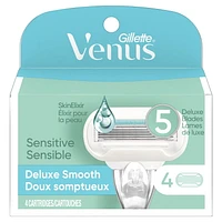 Gillette Venus Deluxe Smooth Sensitive Women's Razor Blade Refills, 4CT