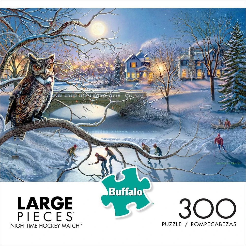 Buffalo Games - Large Pieces - Nighttime Hockey Match - 300 Piece Jigsaw Puzzle