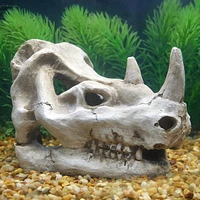 Penn Plax Rhino Skull Resin Aquarium Ornament