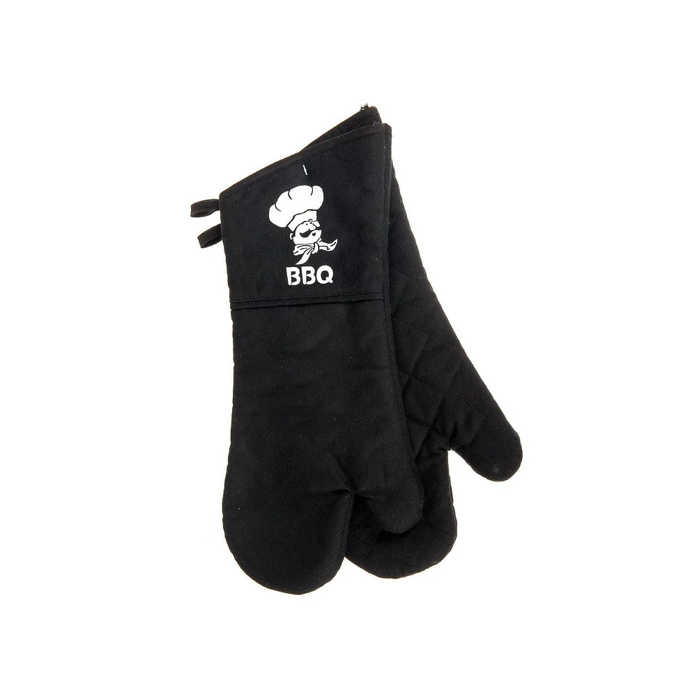 Neoprene 2 Pc Bbq Oven Mitt (16") (Black) - Set of 2