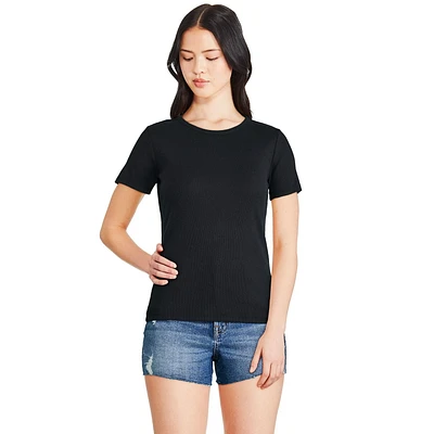 T-shirt côtelé à manches courtes George pour femmes