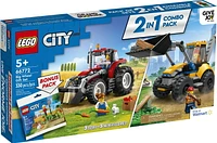 LEGO City Big Wheel Gift Set 66772, 2 in 1 Tractor and Construction Digger Building Toy Plus Farm Garden & Scarecrow Bonus Pack, Great  Christmas Gift for Boys and Girls Ages 5 and up