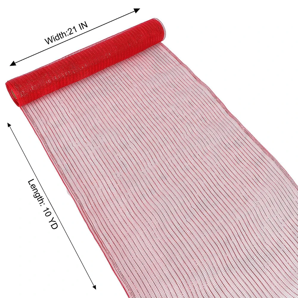 Holiday Time 21 inch x 10 Yards Poly Mesh With Metallic, Solid Red