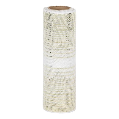 Holiday Time 10.5 inch x 5 Yards Poly Mesh With Metallic, Champagne gold ombre