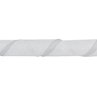 Holiday Time 6 inch x 20 feet  Linen Ribbon, White with Silver Glitter