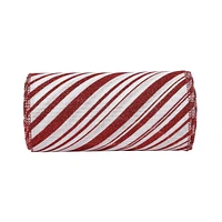 Holiday Time 6 inch x 20 feet Striped Ribbon, Red & White