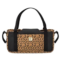 Petunia Pickle Bottom Wander Stroller Caddy in Leopard Leatherette - Velcro Adjustable - Easy to Clean - Cup/Bottle Holder - Phone Pocket - Shoulder to Stroller Straps