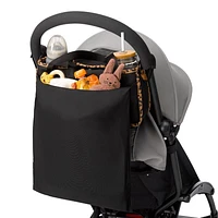 Petunia Pickle Bottom Wander Stroller Caddy in Leopard Leatherette - Velcro Adjustable - Easy to Clean - Cup/Bottle Holder - Phone Pocket - Shoulder to Stroller Straps