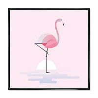 Designart Standing Pink Flamingo FLOAT FRAME WALL ART