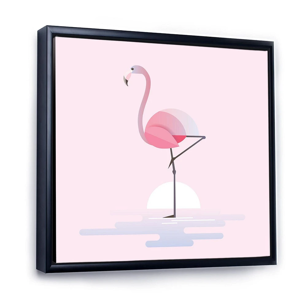 Designart Standing Pink Flamingo FLOAT FRAME WALL ART