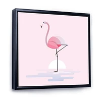 Designart Standing Pink Flamingo FLOAT FRAME WALL ART