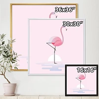 Designart Standing Pink Flamingo FLOAT FRAME WALL ART