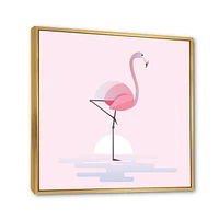 Designart Standing Pink Flamingo FLOAT FRAME WALL ART