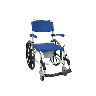 Drive Medical Blue Aluminum Shower Mobile Commode Transport Chair