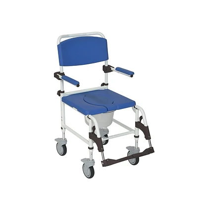Drive Medical Blue Aluminum Shower Commode Transport Chair