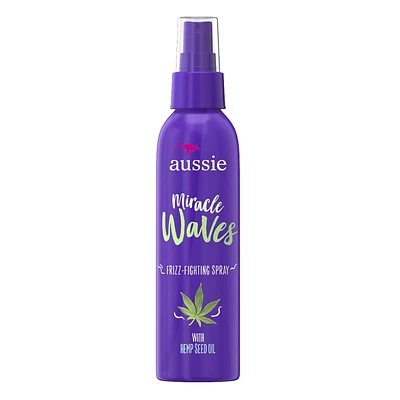 Vaporisateur anti-frisottis Aussie Miracle Waves à l’huile de graines de chanvre, sans parabènes, sans sulfates 5.7 oz liq.