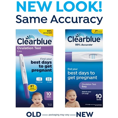 Clearblue Easy Ovulation Test Kit, Home Ovulation Test Sticks, 10 Tests, 10CT