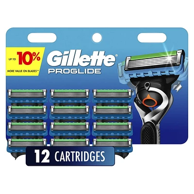 Cartouches de rechange de rasoir Gillette Fusion5 ProGlide pour hommes de rasoir pour manche de rasoir Flex-pivot, cartouches à 5 lames de rasoir, lame de précision pour hommes 12 cartouches