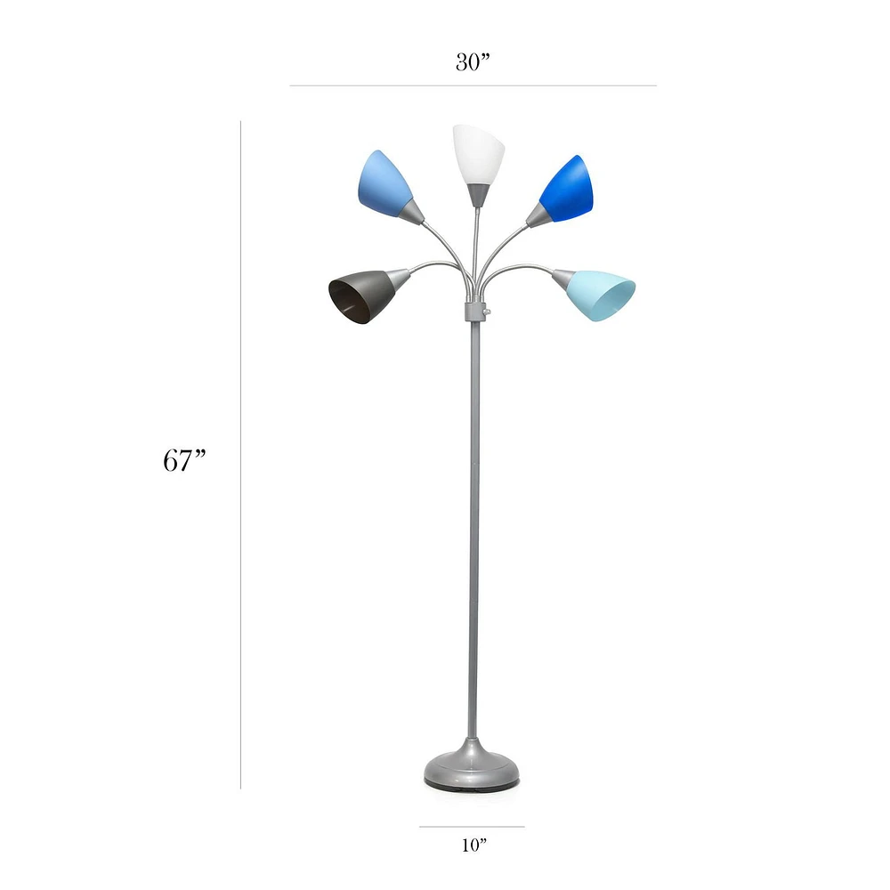 Simple Designs 5 Light Adjustable Gooseneck Floor Lamp
