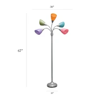 Simple Designs Lampadaire à col de cygne réglable à 5 lumières