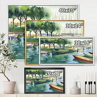 Designart Boats In Green Spring FLOAT FRAME WALL ART