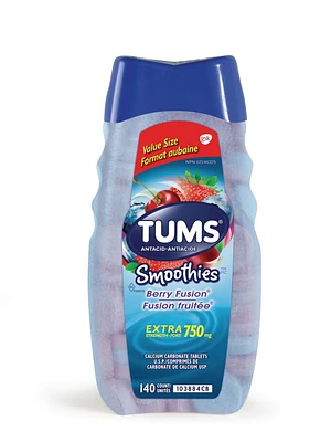 Tums Extra Strength 750mg Smoothies Antacid for Heartburn Relief, 140 count Berry Fusion