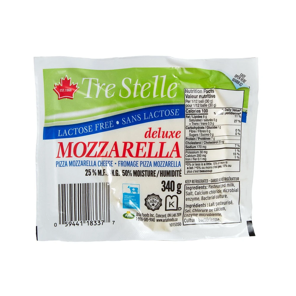 Tre Stelle Lactose Free Deluxe Pizza Mozzarella Cheese, 340 g