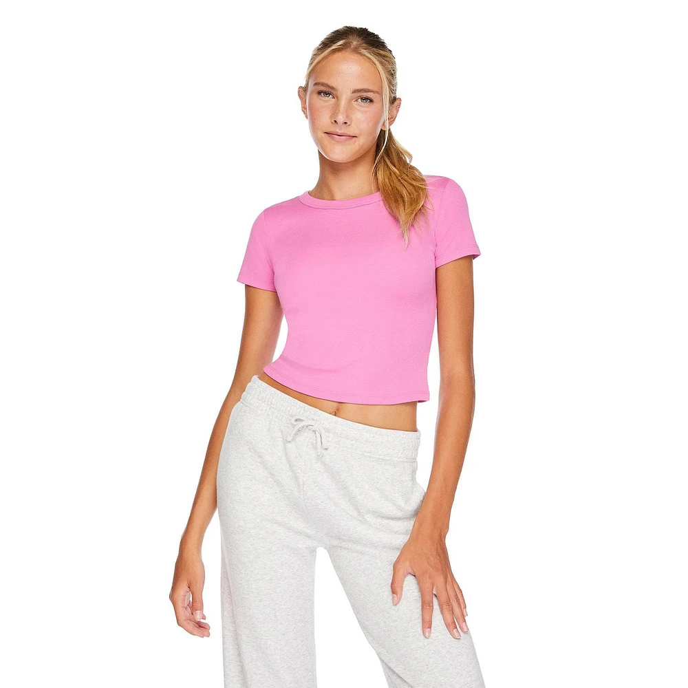 T-shirt côtelé coupe bébé No Boundaries pour femmes Tailles TP–TTG