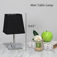 Simple Designs Mini Chrome Table Lamp with Squared Empire Fabric Shade