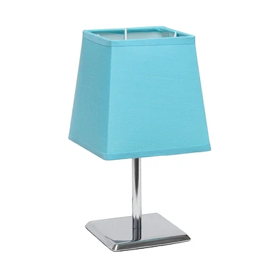 Simple Designs Mini Chrome Table Lamp with Squared Empire Fabric Shade