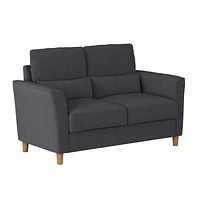 CorLiving Caroline Compact Dark Gray Upholstered 2-Seater Loveseat Sofa - Small Couch for Small Spaces, Two-Seater Love Seat for Living Room, Ideal Small Loveseat