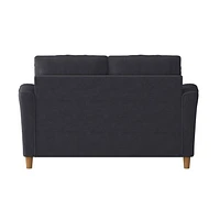 CorLiving Caroline Compact Dark Gray Upholstered 2-Seater Loveseat Sofa - Small Couch for Small Spaces, Two-Seater Love Seat for Living Room, Ideal Small Loveseat