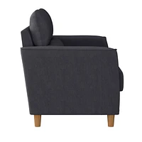 CorLiving Caroline Compact Dark Gray Upholstered 2-Seater Loveseat Sofa - Small Couch for Small Spaces, Two-Seater Love Seat for Living Room, Ideal Small Loveseat