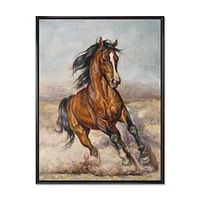 Designart Painting Of A Horse In The Race FLOAT FRAME WALL ART