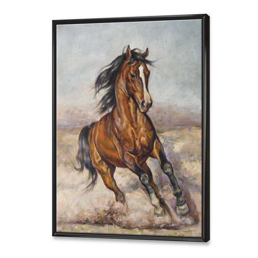 Designart Painting Of A Horse In The Race FLOAT FRAME WALL ART