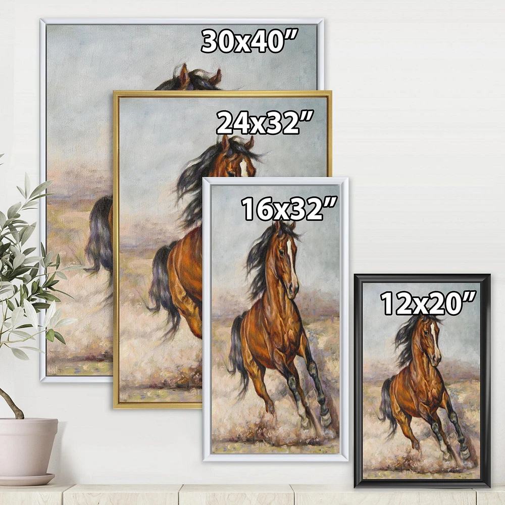 Designart Painting Of A Horse In The Race FLOAT FRAME WALL ART