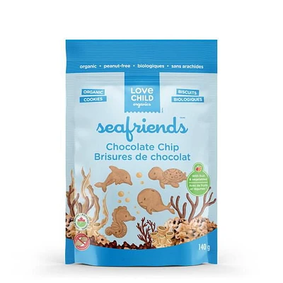 Love Child Organics Sea Friends Chocolate Chip Cookies 140g Pouch, Flavourful cookies with fun sea shapes