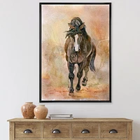 Designart Portrait Of Beautiful Chestnut Horse II FLOAT FRAME WALL ART