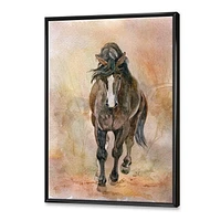 Designart Portrait Of Beautiful Chestnut Horse II FLOAT FRAME WALL ART