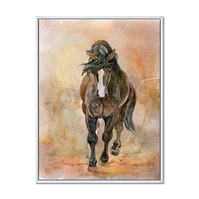 Designart Portrait Of Beautiful Chestnut Horse II FLOAT FRAME WALL ART