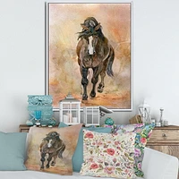 Designart Portrait Of Beautiful Chestnut Horse II FLOAT FRAME WALL ART