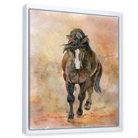 Designart Portrait Of Beautiful Chestnut Horse II FLOAT FRAME WALL ART