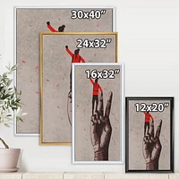 Designart Victory Sign With Man With Arm Raised FLOAT FRAME WALL ART