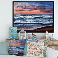 Designart Sunset Over The Blue Ocean II FLOAT FRAME WALL ART